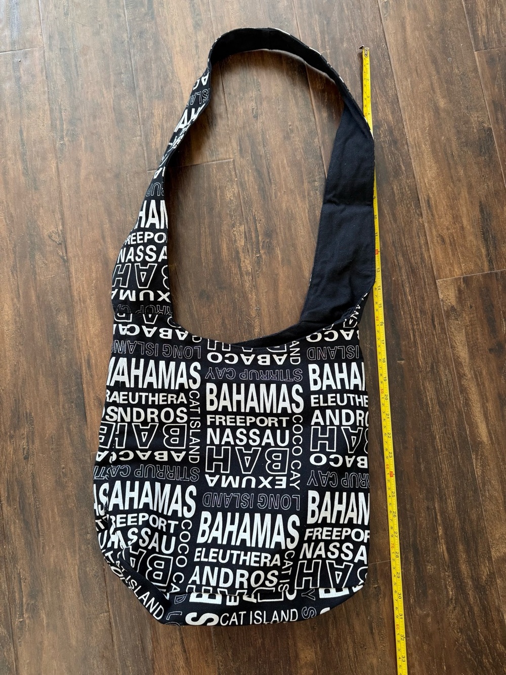 Black Bahamas Print Crossbody Sling Bag